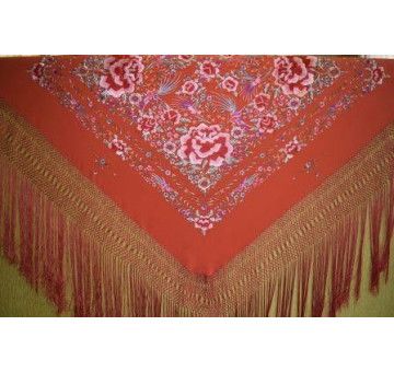 Mantón bordado a mano en seda 140 cm