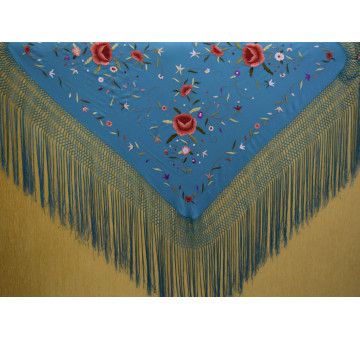 Mantón bordado a mano en seda 115 cm 2