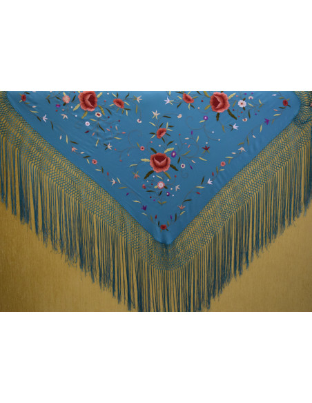 Mantón bordado a mano en seda 115 cm