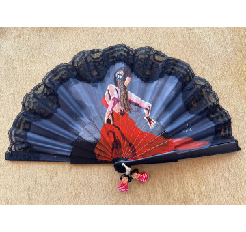 Abanico flamenca con encaje
