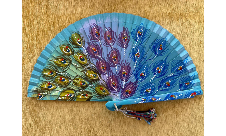 Abanico plumas pavo real