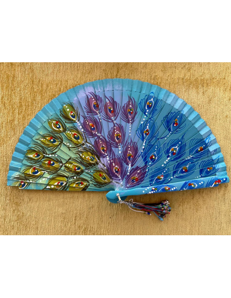 Abanico plumas pavo real