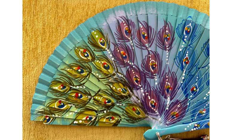 Abanico plumas pavo real