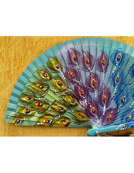 Abanico plumas pavo real