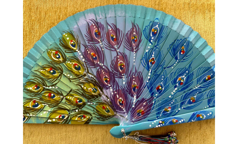 Abanico plumas pavo real