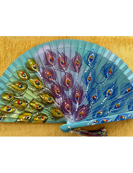 Abanico plumas pavo real