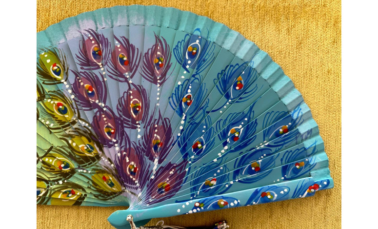 Abanico plumas pavo real
