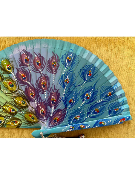Abanico plumas pavo real