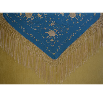 Mantón bordado a mano en seda 115 cm 2