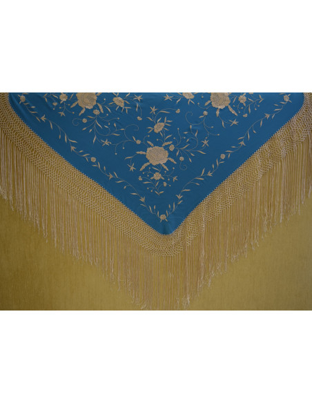 Mantón bordado a mano en seda 115 cm