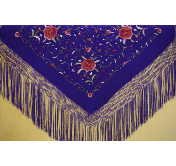 Mantón bordado a mano en seda 115 cm 2