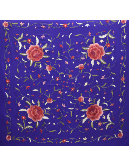 Mantón bordado a mano en seda 115 cm