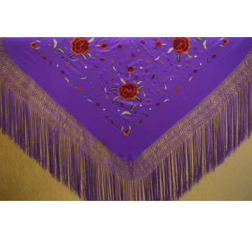 Mantón bordado a mano en seda 115 cm 2