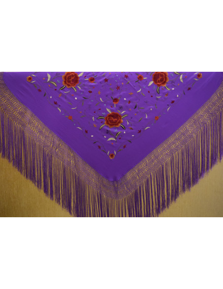Mantón bordado a mano en seda 115 cm