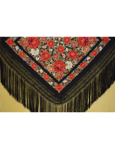 Mantón bordado a mano en seda 140 cm