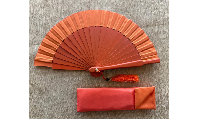 Abanico mini seda liso con funda