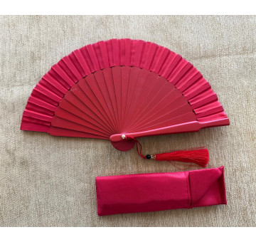 Abanico mini seda liso con funda 2
