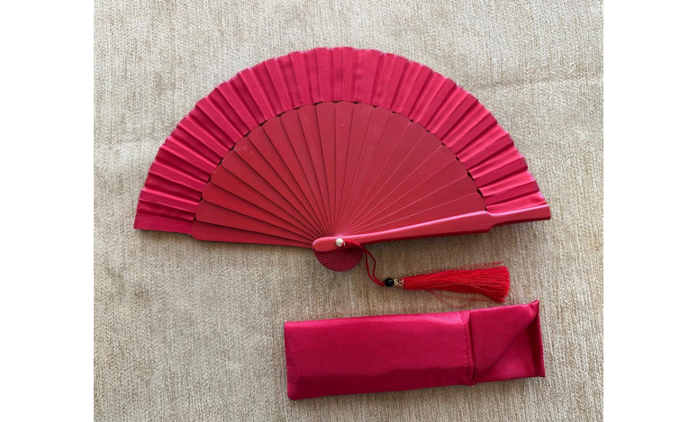 Abanico mini seda liso con funda