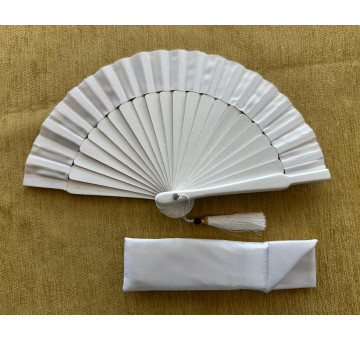 Abanico mini seda liso con funda 2