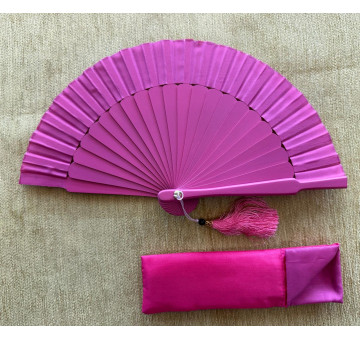 Abanico mini seda liso con funda 2