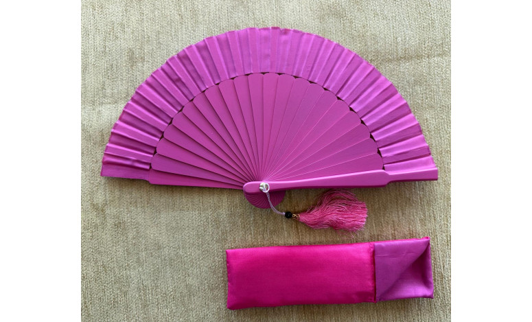 Abanico mini seda liso con funda