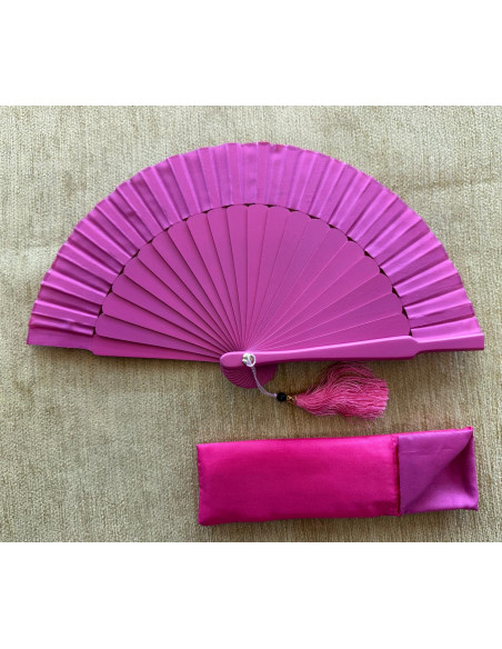 Abanico mini seda liso con funda