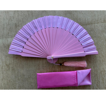 Abanico mini seda liso con funda 2