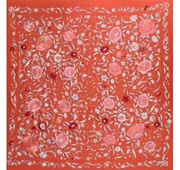 Mantón bordado a mano en seda 100 cm 2