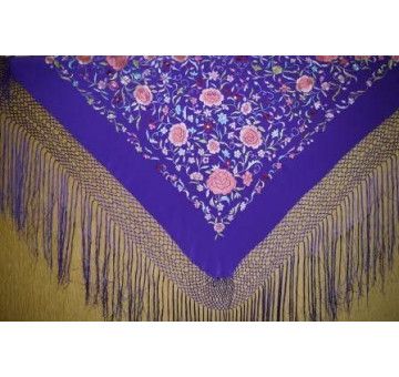 Mantón bordado a mano en seda 100 cm 2