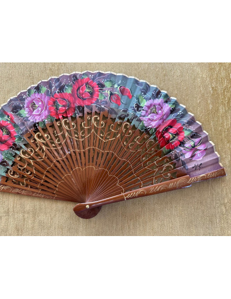 Abanico flores calado