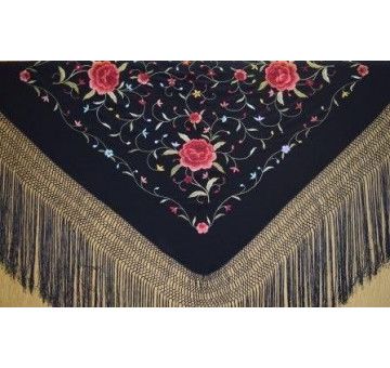 Mantón bordado a mano en seda 115 cm