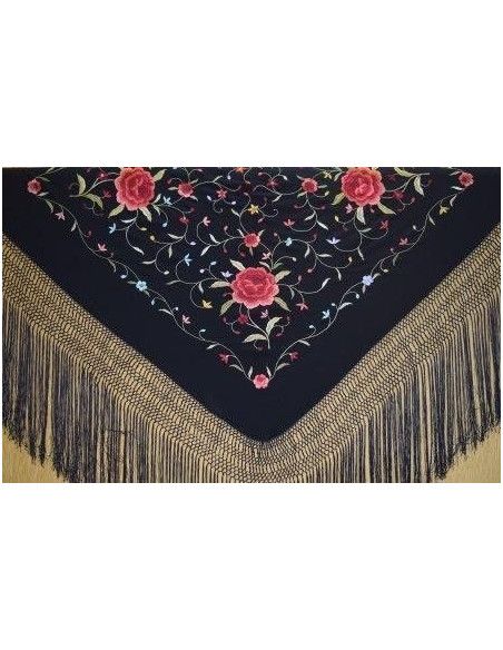 Mantón bordado a mano en seda 115 cm