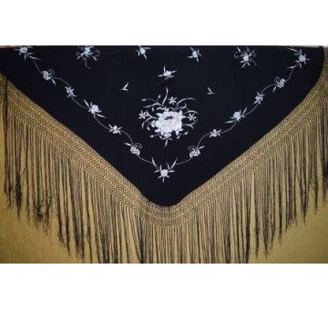 Mantón bordado a mano en seda 100cm