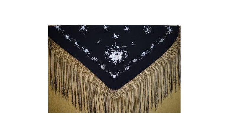 Mantón bordado a mano en seda 100cm