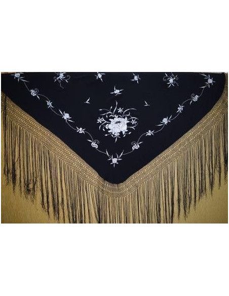 Mantón bordado a mano en seda 100cm