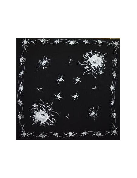 Mantón bordado a mano en seda 100cm