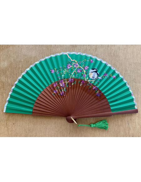 Abanico pájaro y flores