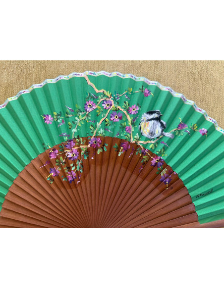 Abanico pájaro y flores