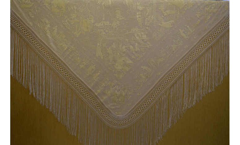 Mantón mano seda chinesco 130cm
