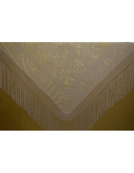 Mantón mano seda chinesco 130cm