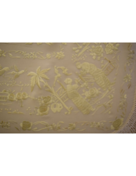 Mantón mano seda chinesco 130cm