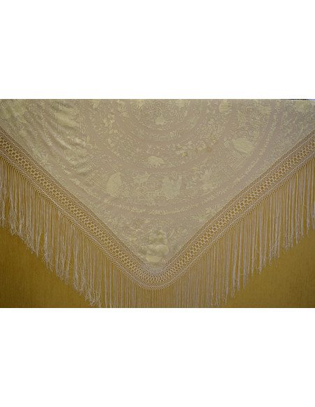 Mantón mano seda chinesco circular 135cm