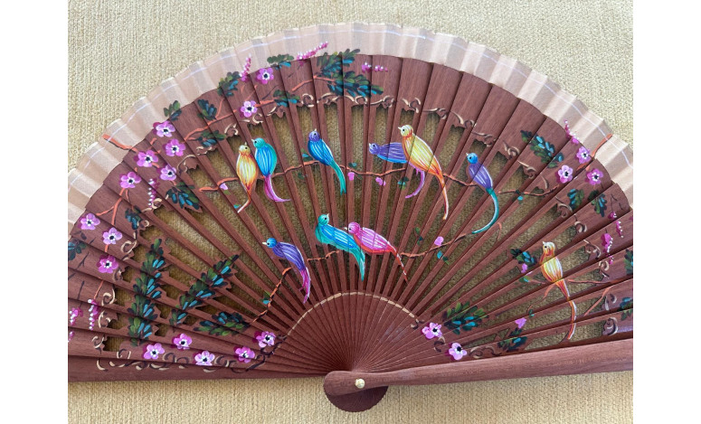 Abanico calado pájaros