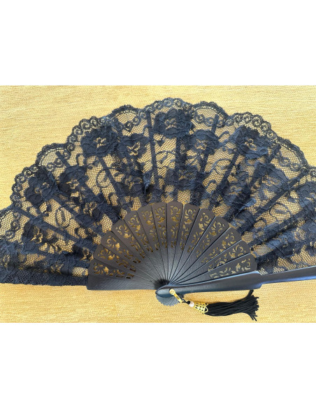 Abanico encaje negro