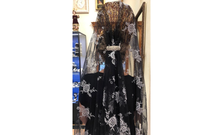 Mantilla máquina negro plata 120*220