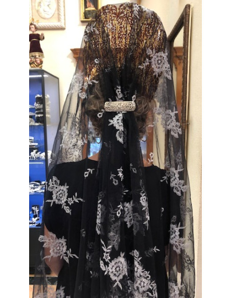 Mantilla máquina negro plata 120*220