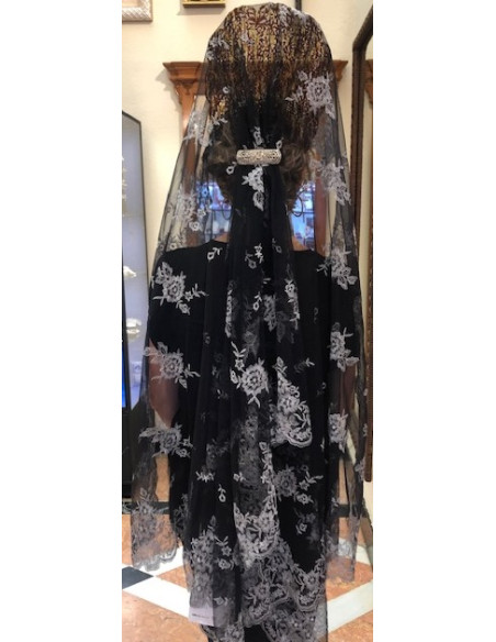 Mantilla máquina negro plata 120*220