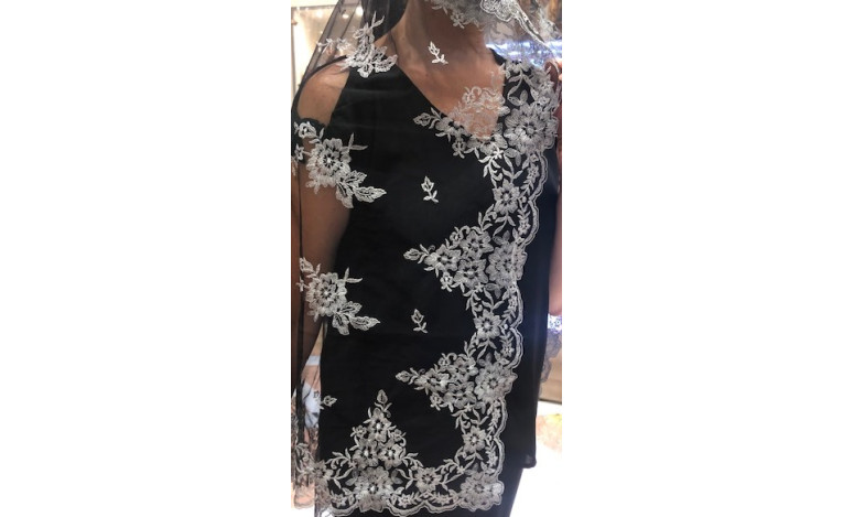 Mantilla máquina negro plata 120*220