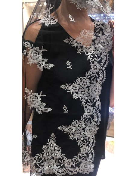 Mantilla máquina negro plata 120*220