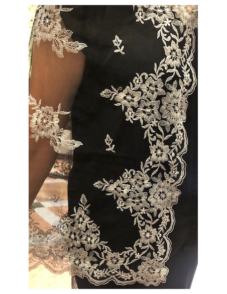 Mantilla máquina negro plata 120*220